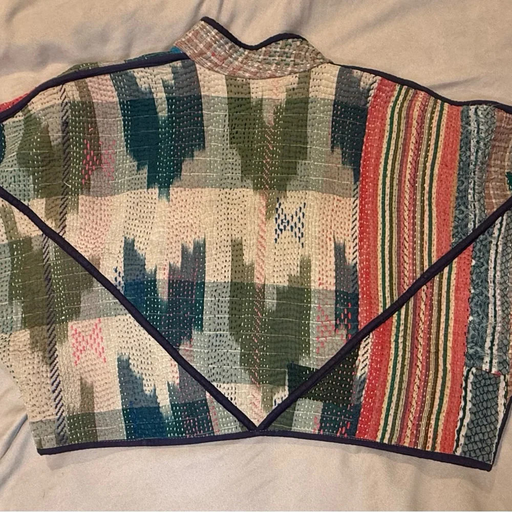 NAMAI Kaira cropped quilted patchwork Kantha jacket ONE OF A KIND - Picture 2 of 7